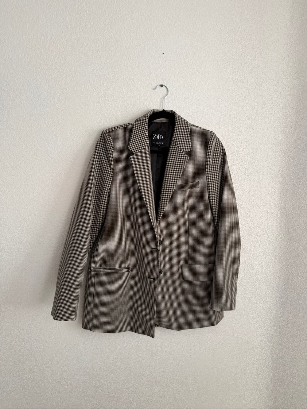 Zara Brown Micro-Check Women's Blazer